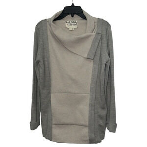 Label + Thread Wool Snap Front Wrap Sweater Size Small Wool Pockets Two Tone